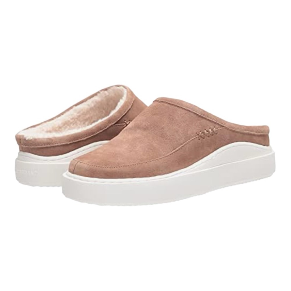 Lucky Brand Suede Mule Clogs in Rose Tan with White Sole